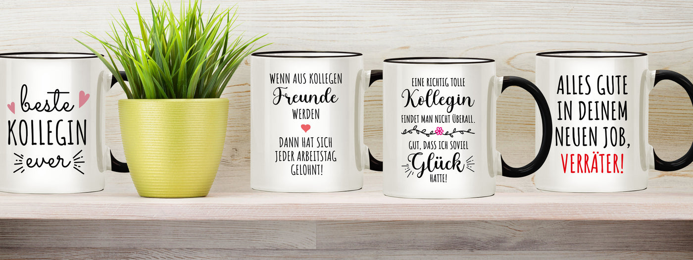 Abschiedsgeschenk Kollegen und Kollegin - Tassen mit Sprüchen als Geschenk zum Abschied für Kollegen und Kollegin
