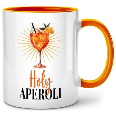 Holy Aperoli, lustige Tasse mit Spruch als Aperol Geschenk für beste Freundin, oder Abschiedsgeschenk für Kollegin, Orange