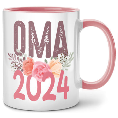 Oma 2024, lustige Tasse mit Spruch als Geschenk für Oma oder Geschenkideen Oma, Pink