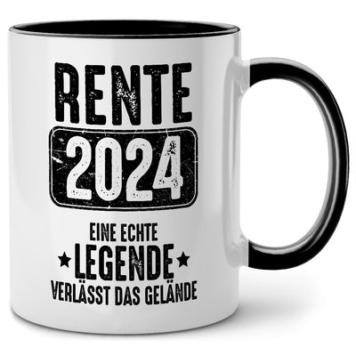 Rente 2024, Eine echte Legende verlässt das Gelände, lustige Tasse mit Spruch als Ruhestand 2024 Geschenk oder Abschiedsgeschenk für Kollegen