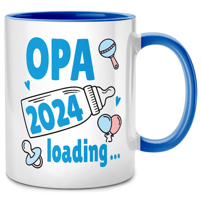 Opa 2024 loading - süße Tasse mit Spruch als Opa Geschenk oder zum Schwangerschaft verkünden, Blaue Tasse
