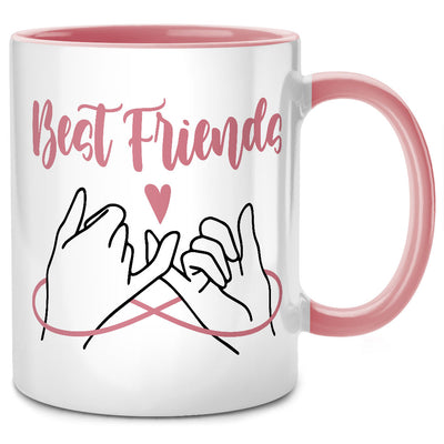 Best friends - Tasse mit Spruch als Geschenk für beste Freundin oder BFF, Pinke Tasse
