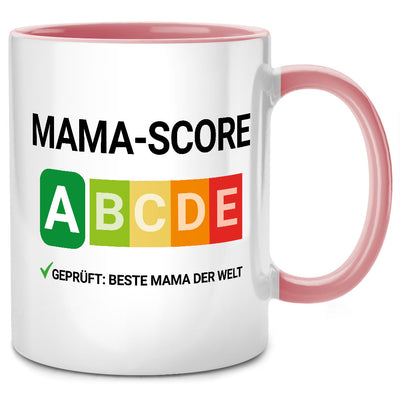 Mama-Score A - lustige Nutri-Score Tasse mit Spruch als Geschenk von Mama für Tochter und Sohn, Pinke Tasse