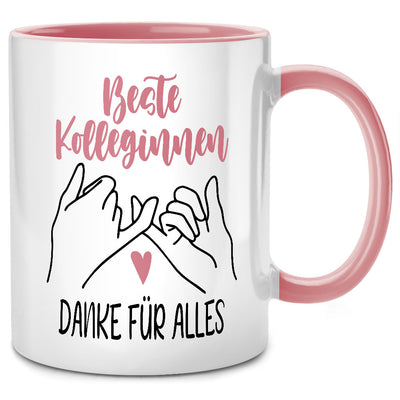 Beste Kolleginnen, Danke für Alles - Tasse mit Spruch als Abschiedsgeschenk für Kollegin oder Geschenk für Lieblingskollegin oder BFF, Pinke Tasse