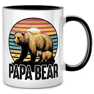 Papa Bear mit 1 Kind - lustige Tasse mit Spruch als Geschenk für Papa oder zum Vatertag, Schwarze Tasse