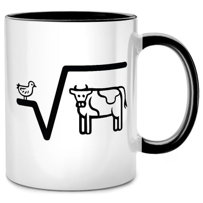 N-te Wurzel aus Q - lustige Tasse mit Spruch mit Ente und Kuh als Lehrer Geschenk oder für Mathelehrer, Schwarze Tasse
