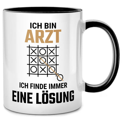 Ich bin Arzt, ich finde immer eine Lösung - lustige Tasse mit Spruch als Geschenk für Arzt oder Ärztin