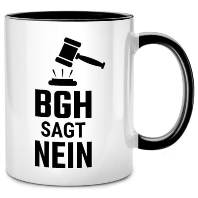 BGH sagt Nein - lustige Jura Tasse mit Spruch als Geschenk für Juristen, Anwalt oder Anwältin, Schwarze Tasse
