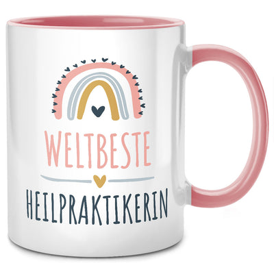 Weltbeste Heilpraktikerin Geschenk, Heilpraktiker Tasse mit Spruch als Geschenk für beste Heilpraktikerin der Welt, Pinke Tasse