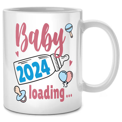 Baby 2024 loading - süße Tasse mit Spruch als Geschenk werdende Mama zum Schwangerschaft verkünden