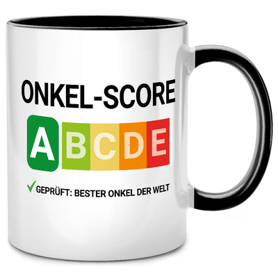 Onkel-Score A - lustige Nutri-Score Tasse mit Spruch als Onkel Geschenk, Schwarze Tasse