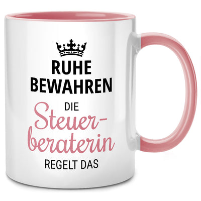Ruhe bewahren, die Steuerberaterin regelt das - lustige Tasse mit Spruch als Geschenk für Steuerberater, Pinke Tasse