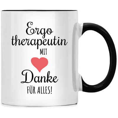 Ergotherapeutin mit Herz - Danke für Alles, Tasse mit Spruch als Geschenk für Ergotherapeut und Ergotherapeutin