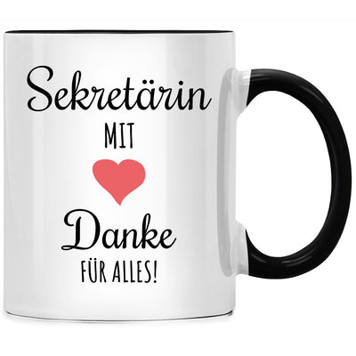 Sekretärin mit Herz - Danke für Alles, Tasse mit Spruch als Geschenk für Sekretär und Sekretärin