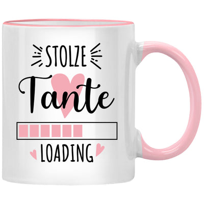 Stolze Tante loading, süße Tasse mit Spruch als Geschenk für die werdende Tante oder zur Schwangerschaft