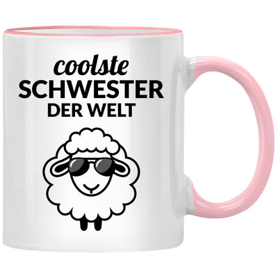 Coolste Schwester der Welt, lustige Tasse mit Spruch als Geschenk für die große Schwester oder das Schwesterherz