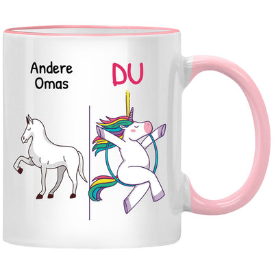 Andere Omas, Du. Lustige Einhorn Tasse mit Spruch als Geschenk für Oma oder Geschenkideen für die Oma