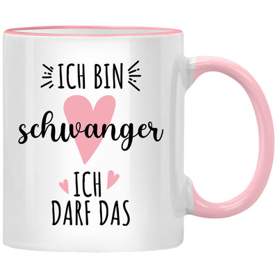 Ich bin schwanger, ich darf das - Süße Tasse mit Spruch zur Schwangerschaft oder als Geschenke für Schwangere