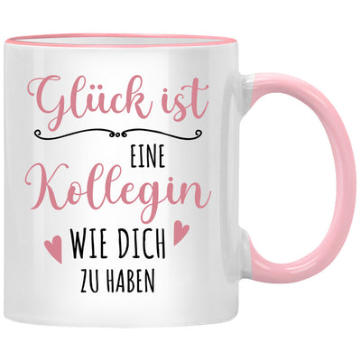 Glück ist, eine Kollegin wie dich zu haben, süße Tasse mit Spruch als Abschiedsgeschenk für Kollegin oder Geschenk für die Lieblingskollegin