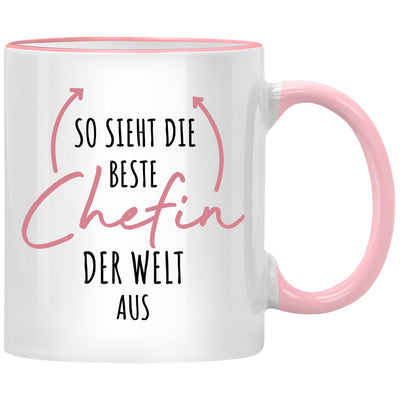 So sieht die beste Chefin der Welt aus, schöne Tasse mit Spruch als Geschenk für Chef und besondere Chefin