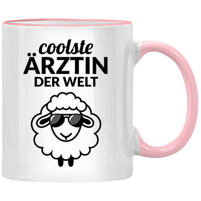 Coolste Ärztin der Welt, lustige Tasse mit Spruch und Schaf als Geschenk für Arzt oder coole Ärztin