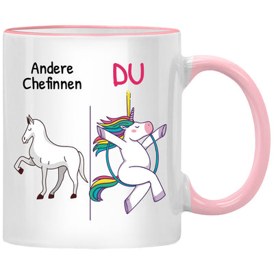 Andere Chefinnen - Du. Lustige Einhorn Tasse mit Spruch - Einhorntasse als Geschenk für Chefin
