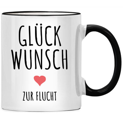 Glückwunsch zur Flucht - Tasse als Abschiedsgeschenk beim Jobwechsel