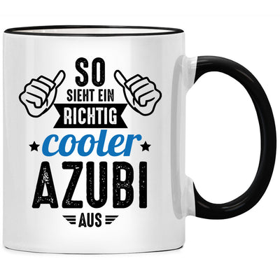 So sieht ein richtig cooler Azubi aus. Lustige Tasse mit Spruch als Geschenk für Azubi oder Azubine