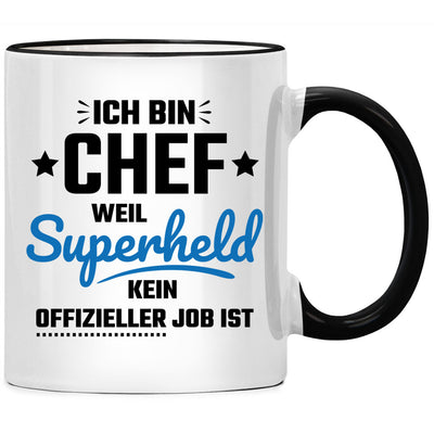 Ich bin Chef und Superheld, lustige Tasse mit Spruch als Geschenk für besten Chef oder beste Chefin