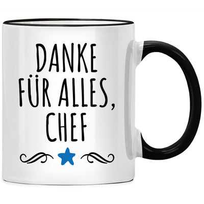 Danke für alles Chef, Tasse mit Spruch als Geschenk für besten Chef oder Chefin