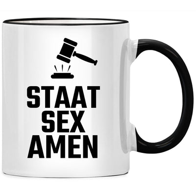 Staat Sex Amen, lustige Jura Tasse mit Spruch als Geschenk für zukünftigen Anwalt, Anwältin oder lustige Geschenke für angehenden Jurist, Juristin