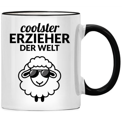 Coolster Erzieher der Welt, lustige Tasse mit Spruch und Schaf als Erzieher Geschenk oder Abschiedsgeschenk für Erzieherin