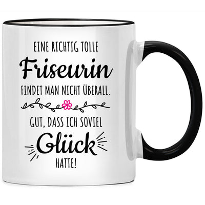 Eine richtig tolle Friseurin findet man nicht überall, lustige Tasse mit Spruch als Geschenk für Friseurin oder Friseur Geschenke